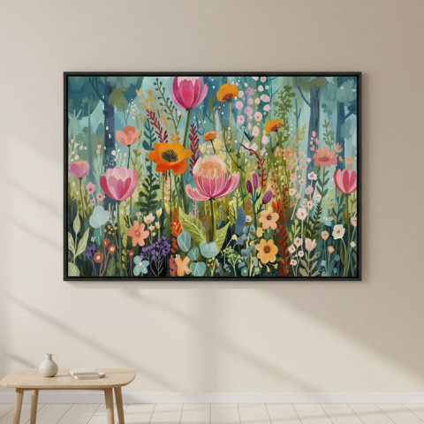 A Calm Moment in a Colorful Garden - Serene Abstract Art