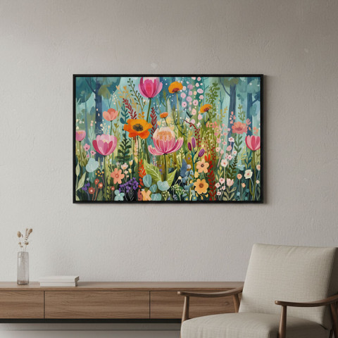 A Calm Moment in a Colorful Garden - Serene Abstract Art