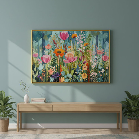 A Calm Moment in a Colorful Garden - Serene Abstract Art