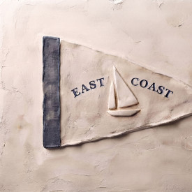 East Coast Pennant Flag Art Print | Vintage Nautical Sailboat Wall Art | Preppy Decor