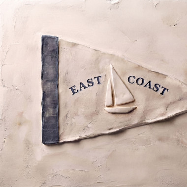 East Coast Pennant Flag Art Print | Vintage Nautical Sailboat Wall Art | Preppy Decor