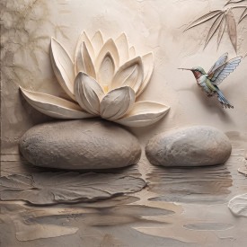 Bathroom Wall Art with Lotus Flower and Hummingbird – Spa Yoga Zen Wellness Print for Home Dennis