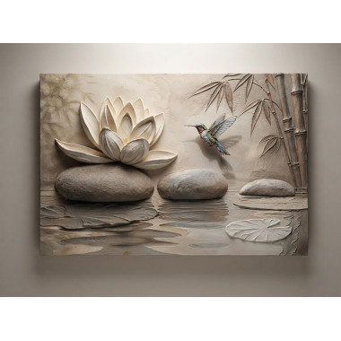 Bathroom Wall Art with Lotus Flower and Hummingbird – Spa Yoga Zen Wellness Print for Home Dennis