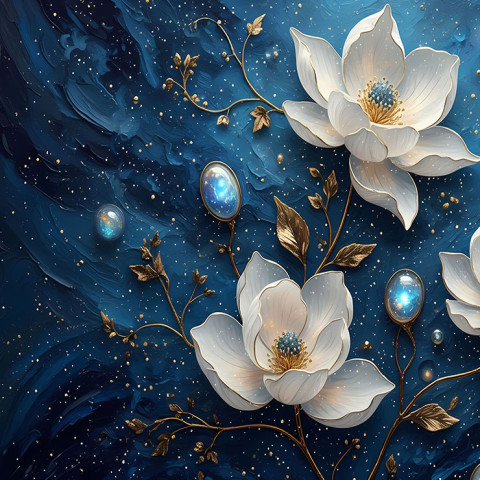 Celestial Floral Tapestry - Ethereal Abstract Art Print