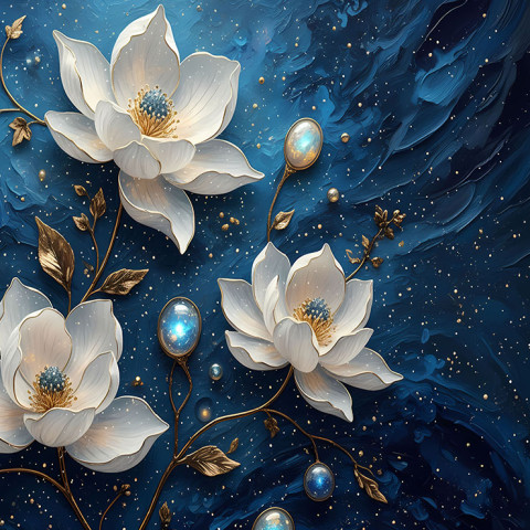 Celestial Floral Tapestry - Ethereal Abstract Art Print