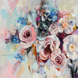 Dance of Brush and Petal - Expressive Floral Painting