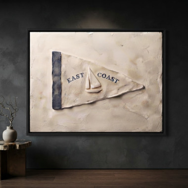 East Coast Pennant Flag Art Print | Vintage Nautical Sailboat Wall Art | Preppy Decor