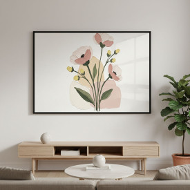 Muted Minimal Floral – Painterly Impasto Wall Art
