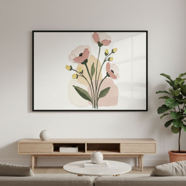Muted Minimal Floral – Painterly Impasto Wall Art