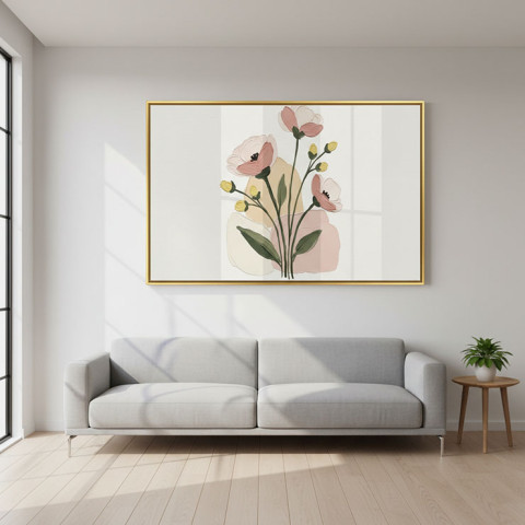 Muted Minimal Floral – Painterly Impasto Wall Art