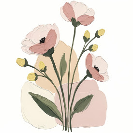 Muted Minimal Floral – Painterly Impasto Wall Art